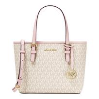 MICHAEL KORS handbag Jet Set Travel Old Flower Printed Color Block Commuting Leather Tote Bag Tote Bag Shopping Bag Shoulder Mini Women's Vanilla balta