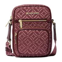 MICHAEL KORS Jet Set Metal Logo Zip Closure Polyester Crossbody Bag Medium Women's Fuchsia auksas