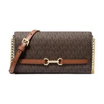 MICHAEL KORS Carson Horsebit Adjustable Chain Shoulder Strap Magnetic Closure Faux Leather Crossbody Bag Large Women's Dark Brown ruda