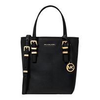 MICHAEL KORS Quinn Gold Metal Detailed Removable Adjustable Shoulder Strap Leather Shoulder Bag Mini Women's Black juoda
