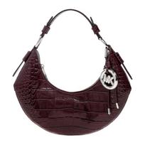 MICHAEL KORS KOA Silver Hardware Crescent Bag Cowhide Shoulder Bag Medium Women's Burgundy sidabras