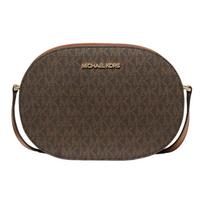 MICHAEL KORS Jet Set Travel Logo Print Gold Hardware Canvas Crossbody Bag Medium Women's Brown auksas