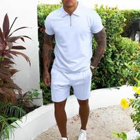 Men’s Short Sleeve Polo Shirt and Shorts Set with Zipper Collar Athletic Fit Casual Two Piece Outfit for Summer Wear S balta
