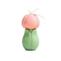 Decorative Tulip Shaped Candle Handmade Wax Sculpture for Home Office Desk Living Room Shelf Centerpiece One Size