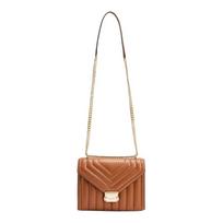 MICHAEL KORS Whitney Adjustable Chain Strap Snap Closure PU Crossbody Shoulder Bag Medium Women's Brown ruda