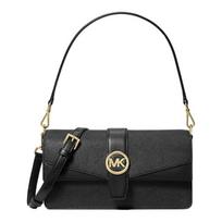 MICHAEL KORS Greenwich gold round metal design leather shoulder bag medium women's black juoda