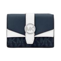 MICHAEL KORS Greenwich Contrast Print Trifold Design Coated Canvas Wallet Small Women's Blue and White mėlyna