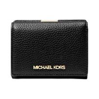 MICHAEL KORS Jet Set Travel Logo Snap Closure Cow Leather Wallet Medium Women's Black juoda