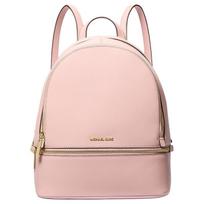 MICHAEL KORS Rhea Gold Hardware Logo Leather Backpack Medium Women's Pink auksas