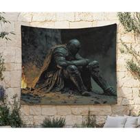 Dark Fantasy Knight tapestry 75x100 juoda