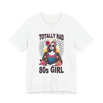 Totally Rad 80s Girl T-Shirt | Retro Dog with Flowers Tee S įvairiaspalvis