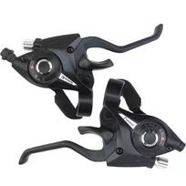 1Pair Bicycle Gear Shifter/brake Lever 3 X 7 8Speed Or Set Black V-brake For Road Bike Mountain Bike Shift Levers Bike Handlebar L3xR8
