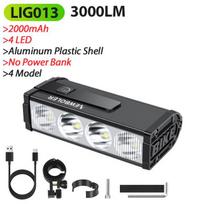 10000mAh Dviračio žibintas 17 LED Priekinis Dvigubas laikiklis Maitinimo bankas MTB Kalnų dviračio lempa Dviračio priekinis žibintas Važiavimo dviračiu aksesuaras LIG013-2000 gray