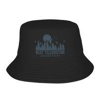 West Yellowstones Montana Mountain Bucket Hat  Outdoor FisherUnisex Caps Foldable Vacation Sun Hats For Unisex Fashion Printed Cap One Size