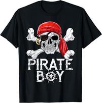 Pirate Boy Jolly Roger Flag Skull & Crossbones Unisex T-Shirt S įvairiaspalvis