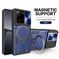 Case For realme GT7 Pro Case Magnetic Ring Holder Stand Window Full Edge Shockproof Cover realme GT 7 Pro mėlyna
