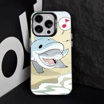 Cartoon Cute Shark Phone Case For iPhone 16,15,14,13,12,11,8,7,Pro,Max,Plus,Mini,XS,SE Anti Fall Black Matte Hard iPhone16se4