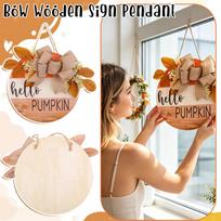 Wooden Door Sign Hanging Decoration with Burlap Bow and Artificial Leaves Floral Arrangement Seasonal Door Hanger Home Wall Ornament One Size