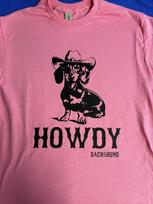 Howdy Doxie Dachshund Cowboy hat T Shirt Mens Womens Tees Top tee Unisex pink 3XL
