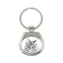 Maine Coon - raktų pakabukas su katinu, raktų pakabukas su spauda, ​​personalizuotas pakabukas iš Art-Dog prekės ženklo sidabras