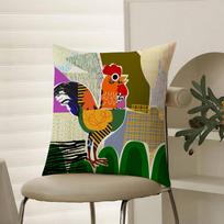 Gaidžio piešinys Meno pagalvės užvalkalas Komfortas Sofos-lovos Šilkinis elegantiškas Nematomas užtrauktukas Dekoratyvinis pagalvės užvalkalas 12x12Inch