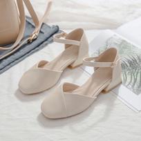 Summer 2024 Closed Footwear Rhinestones Women's Shoes Office Work Sandals for Woman with Medium Heels Diamond Square Asian Size 34