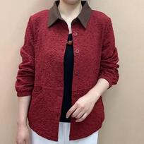 Spring   Women's Cardigan Jacket Fashion Lapel Long-sleeved Top M bordinė