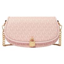 Michael Kors MK Mila Monogram Gold Lock Faux Leather Saddle Bag Crossbody Small Women bags Light-Pink 35F5GIMC5B-648 Basic Set (Bag+Dust Bag)