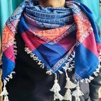 Blue Keffiyeh Scarf, Arab Shemagh Tassel, Unisex Cotton Head Wrap Birthday gift