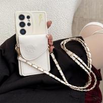 Crossbody Wallet Card Holder Slot Phone Case for Samsung S26 Plus S25 Edge S24FE S23 S22 S21 Ultra A07 A17 A56 A36 A16 A26 Cover Galaxy S22 5G balta