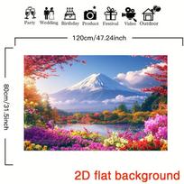 2D Fuji Lake Garden Scenery Banner for Product Photography, Video Shooting and Live Background 47.2x31.5inch/120*80cm