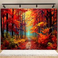 2D Vibrant Red Autumn Tree Backdrop for Outdoor Themed Party 47.2x31.5inch/120*80cm