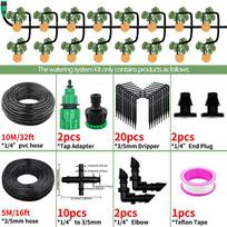 Automatic Greenhouse Drip Irrigation Kit, 4-Way Hose Dripper with 4/7mm to 3/5mm Tubes for Plants Vegetables Bonsai