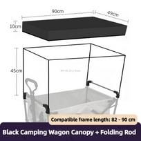 Outdoor Folding Wagon Canopy Cover with Mesh Mosquito Net Windproof Rainproof Sun Shade Tent for Camping Picnic Cart Accessories