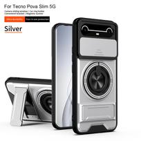 For Tecno Pova Slim Case Tecno Spark Slim Cover Magsafe Magnetic Fold Holder Military Armor Camera Protection Cover Tecno Pova Slim