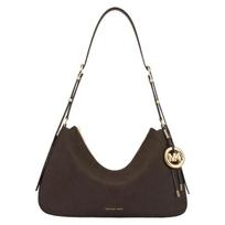 MICHAEL KORS Nolita Metal Accessories Suede Textured Underarm Bag Cow Leather Shoulder Bag Medium Women's Chocolate Color auksas