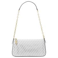 MICHAEL KORS Empire Empire Gold Metal Detail Zipper Closure Braided Leather Hand Shoulder Bag Women's Optical White auksas