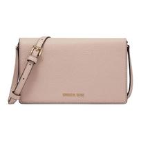 MICHAEL KORS Jet Set Gold Hardware Adjustable Shoulder Strap Calf Leather and Artificial Leather Shoulder Crossbody Bag Medium Women's Nude Pink auksas