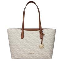 MICHAEL KORS All-over printed old flower tote bag Tote bag shopping bag removable logo charm coated canvas portable shoulder bag women's beige smėlis