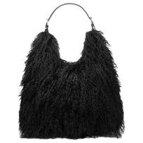 MICHAEL KORS Nolita silver hardware snap fastening shearling shoulder tote large women black juoda