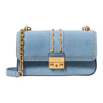 MICHAEL KORS Tribeca studded leather shoulder bag small women's blue mėlyna