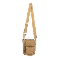 MICHAEL KORS Elliot signature logo printed chain link details coated canvas crossbody bag small women's light brown ruda