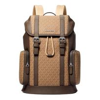 MICHAEL KORS Hudson presbyopic vintage letter LOGO flip cover coated canvas backpack men's brown with chocolate color ruda