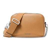 MICHAEL KORS Bryant with chain link detail silver hardware pebbled leather shoulder crossbody bag medium women's Peanut sidabras