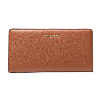MICHAEL KORS Bryant Lettering Logo Snap Design Pebbled Leather Wallet Large Women's Brown ruda