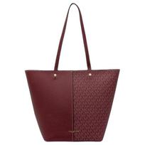 MICHAEL KORS Flora FLORA Logo Letter Print Fabric Shoulder Handbag Medium Women's Burgundy raudona