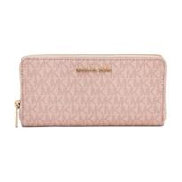 MICHAEL KORS Jet Set Travel monogram Faux leather coated canvas wallet large women's pink rožinė