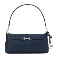 MICHAEL KORS Carson brand logo solid color letter charm adjustable and removable shoulder strap cowhide shoulder bag small women's navy blue mėlyna
