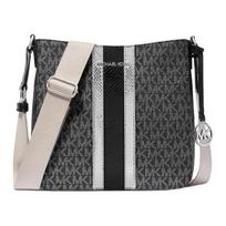 MICHAEL KORS Jet Set Travel Signature Logo Print Coated Canvas Messenger Bag Crossbody Bag Small Women's Silver Gray sidabras