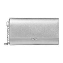 MICHAEL KORS Mona Mona Logo Slip Pocket Snap Hardware Buckle Flap Leather Baguette Bag Shoulder Bag Crossbody Bag Clutch Large Women's Silver sidabras